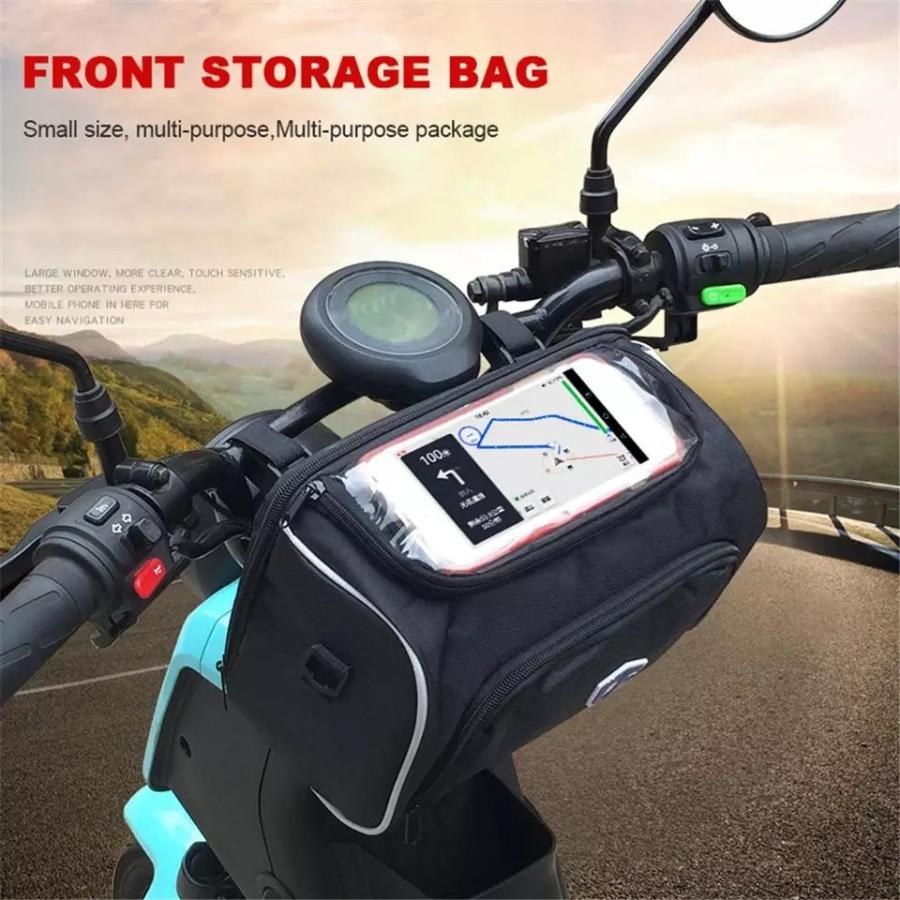 大きい！フロントストレージバッグ ハンドルフロントバッグ バイク原付スクーター用 取り付け簡単 透明ケース部分にスマホを入れたまま操作可能  :bikebag013:DC select - 通販 - Yahoo!ショッピング