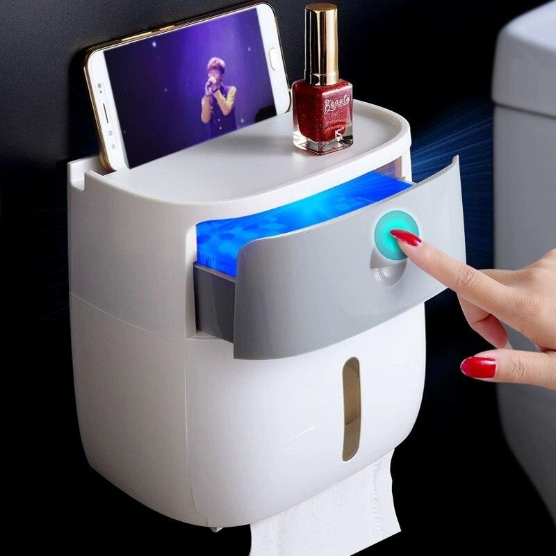 おしゃれで便利なトイレットペーパーホルダーボックスタイプ スマホや携帯電話小物置き 収納