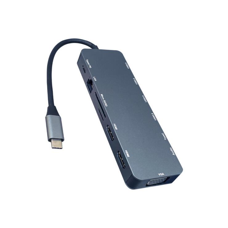 Type-C USBハブ 13in1 USBハブ Type C 変換アダプタ Type C Hub VGA/HDMI PD給電 USB3.0 ハブ GoogleTV対応 オーディオジャック SDカードリーダー｜dct-shop｜02