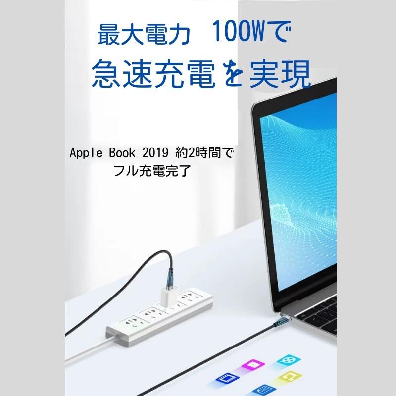 USB Type C-Type C 充電ケーブル 20V/5A PD 急速充電 100W