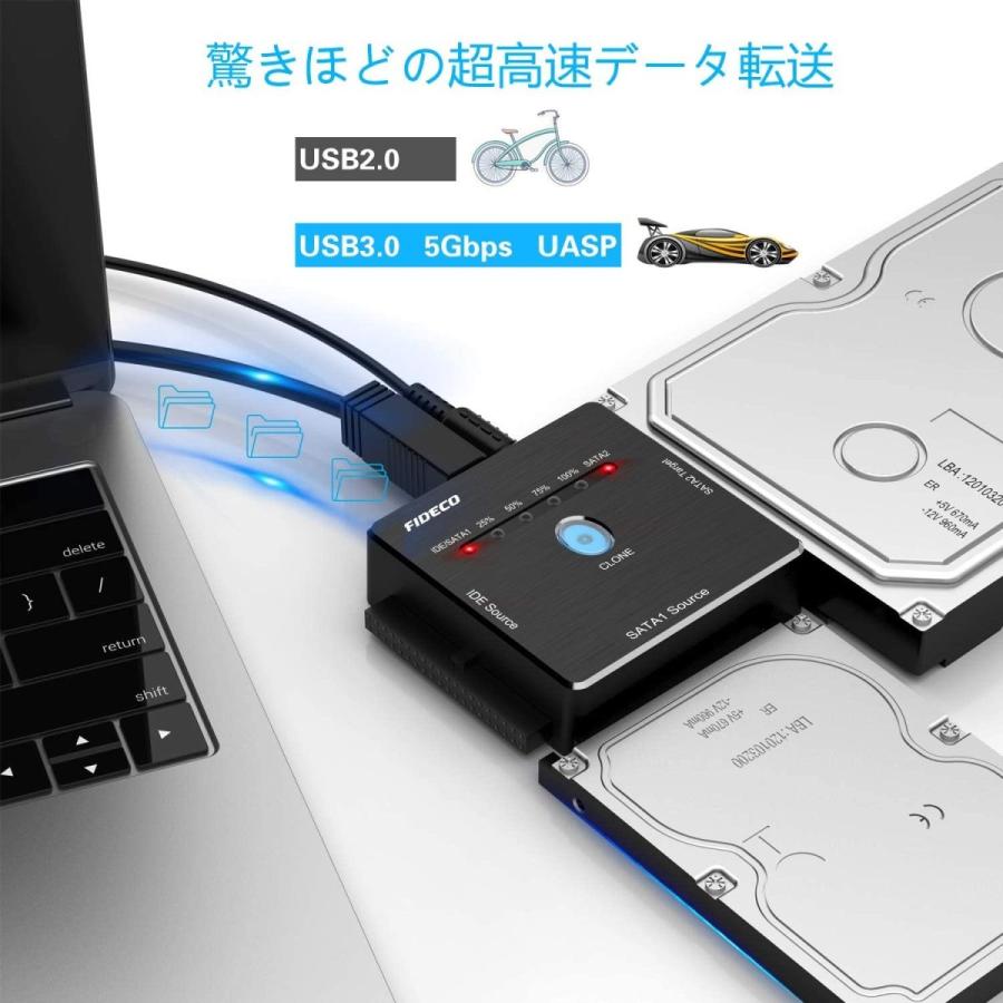 FIDECO USB3.0 SATA/IDE変換アダプタ オフラインクローン HDDコンバーター HDD/SSDデータ取り出せ SATAとIDEの両方に対応SATA/IDE 2.5インチ/3.5インチ｜dct-shop｜02