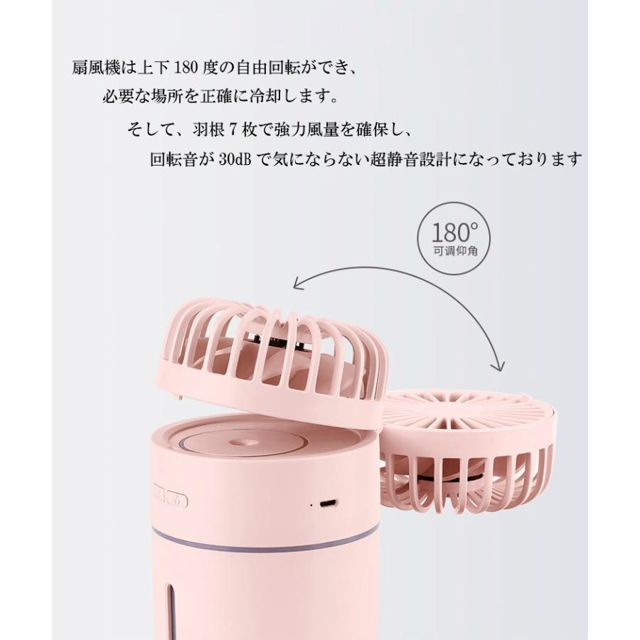 扇風機小型 卓上 ミスト扇風機 熱中症対策 加湿器 1台3役 USB
