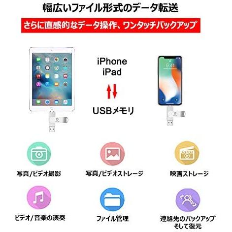 (Apple MFi取得 iOS 15対応)iPhone用USBメモリ 256GB フラッシュドライブ iphone 外付けメモリースティックligh｜dd-world｜05