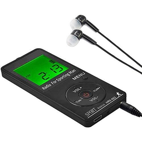 小型携帯ラジオ 人気 Am 物品 Fm ワイドfmスポーツラジオ スリープおよび歩数計機能付き 高感度 ディ 充電式デジタルクロックポータブルラジオ バックライト