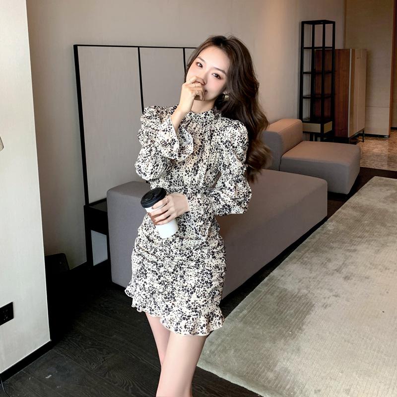 花柄ワンピース　タイトミニワンピース　花柄　レディース　ドレス　スタイルアップ　おしゃれ　韓国　スリム　ミニ　チュニック　プリーツ20代30代40代 | ブランド登録なし | 06