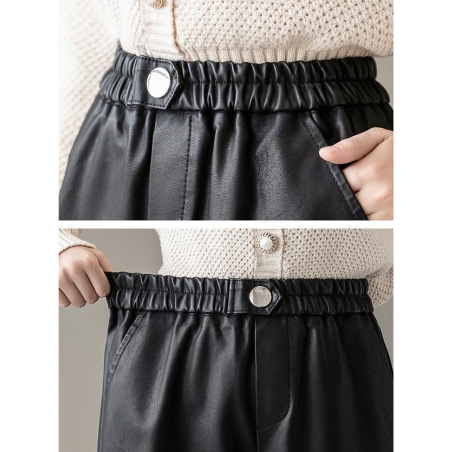 レザーショートパンツ 春コーデ  レディース 黒 無地  ハロウィン  デート カジュアル 休日 モテコーデ きれいめ 短パン  高見え　 | ブランド登録なし | 07