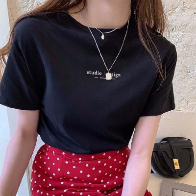 tシャツ デザイン　レディース　ワンポイント　無印　 定番　リラックス おしゃれ かわいい 半袖 白 シンプル 黒　夏用　春用　オフィス　公園 | ブランド登録なし | 06