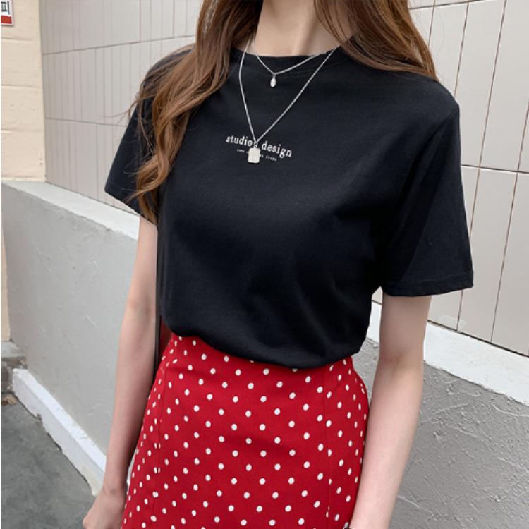 tシャツ デザイン　レディース　ワンポイント　無印　 定番　リラックス おしゃれ かわいい 半袖 白 シンプル 黒　夏用　春用　オフィス　公園 | ブランド登録なし | 07