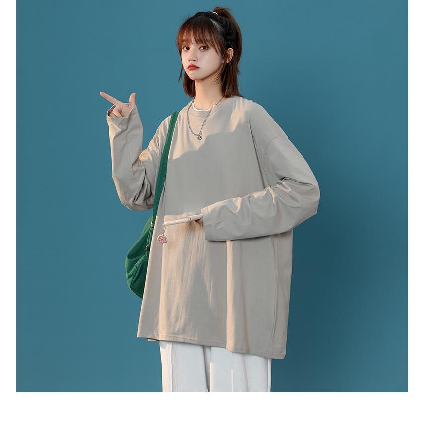 シンプルｔシャツ  長袖  ロンティー レディース 無印 カットソー 無地 ロンt おしゃれ 運動 ジム トレーニング　部屋着 定番 公園  ゆったり | ブランド登録なし | 02