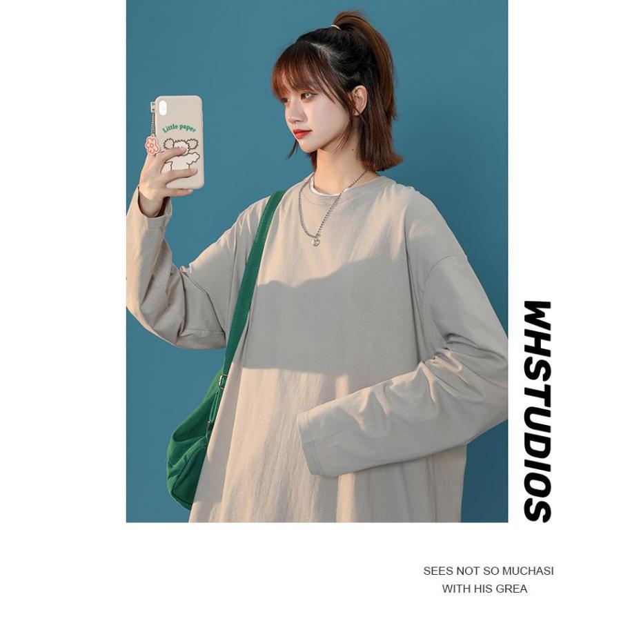 シンプルｔシャツ  長袖  ロンティー レディース 無印 カットソー 無地 ロンt おしゃれ 運動 ジム トレーニング　部屋着 定番 公園  ゆったり | ブランド登録なし | 09