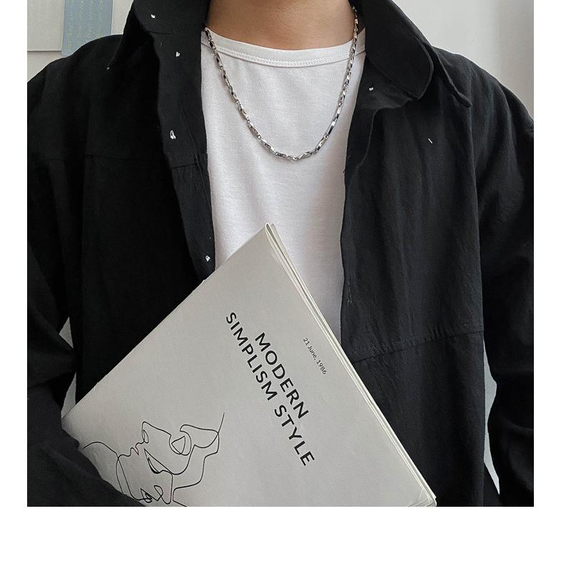 ネックレス メンズ  シンプル  定番 おしゃれ ツイストチェーン チェーン 金属アレルギー シルバー ステンレス 55cm　胸元 | ブランド登録なし | 05