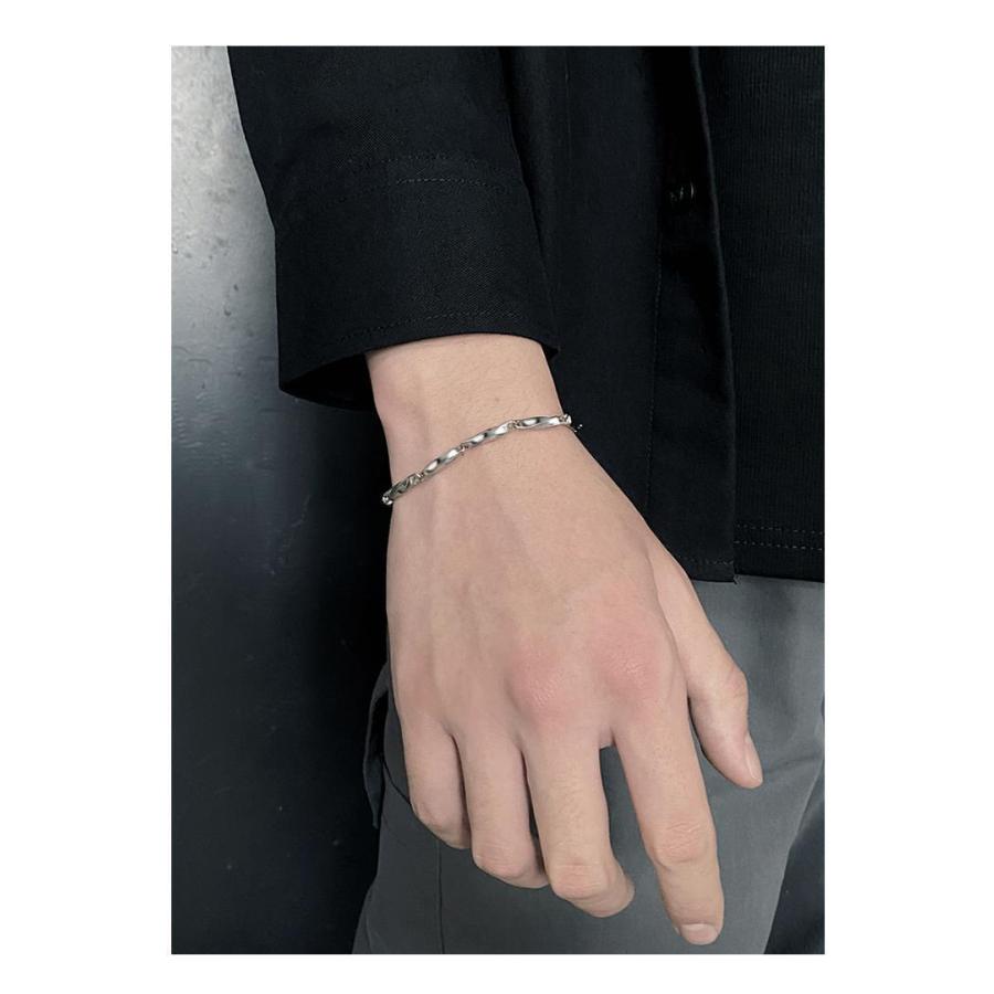 メンズ  ブレスレット シルバー  シンプル バングル ジュエリー メンズバングル  アクセサリー ステンレスツイストチェーンブレスレット　金属アレルギー　19cm | ブランド登録なし | 04