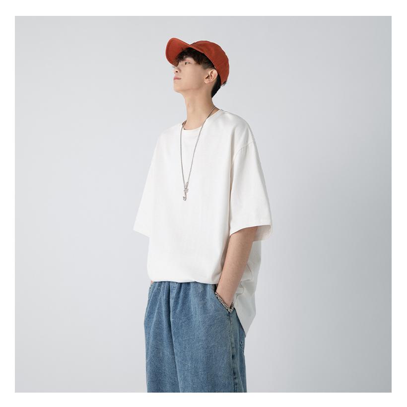 シンプルtシャツ半袖 定番 無印 メンズ ドロップショルダー デート リラックス 公園 大きめ 白 無地 カットソー おしゃれ 1枚 ゆったり | ブランド登録なし | 07