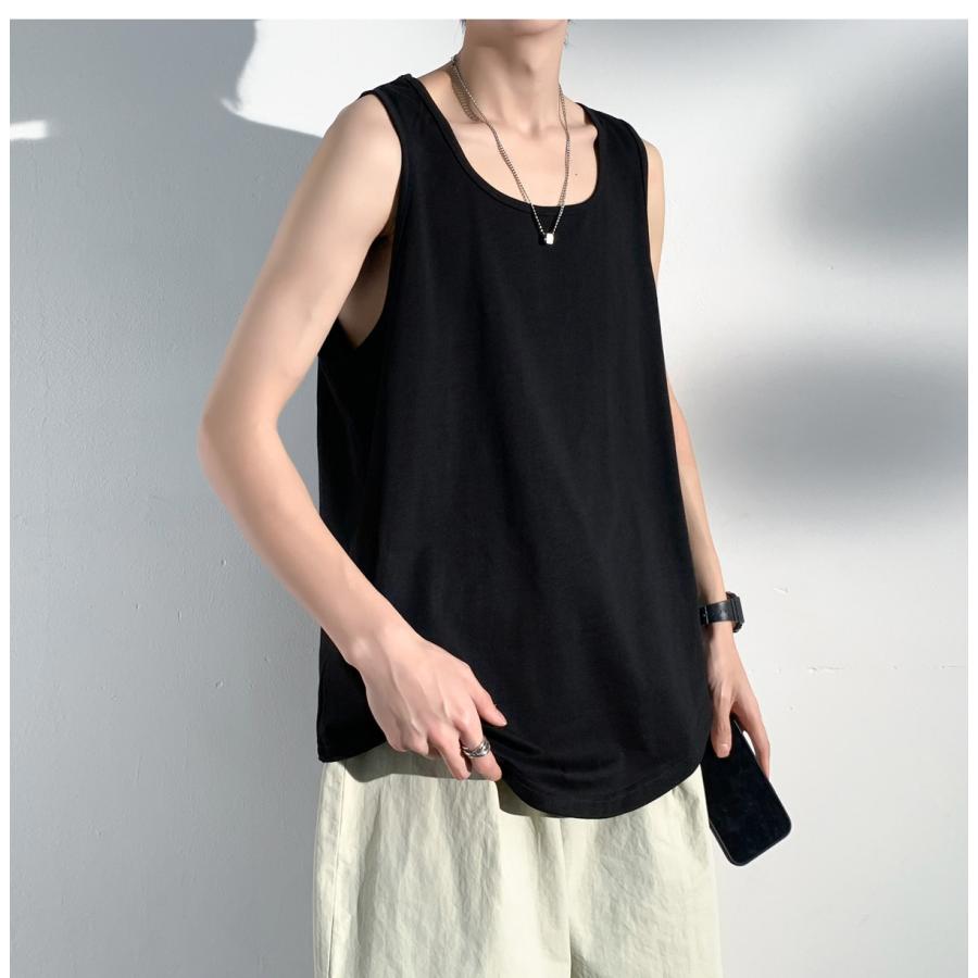 タンクトップ  インナー メンズ 大きいサイズ 無地 レイヤード リラックス 定番 おしゃれ  トレーニング ノースリーブ 夏用　春用 | ブランド登録なし | 08