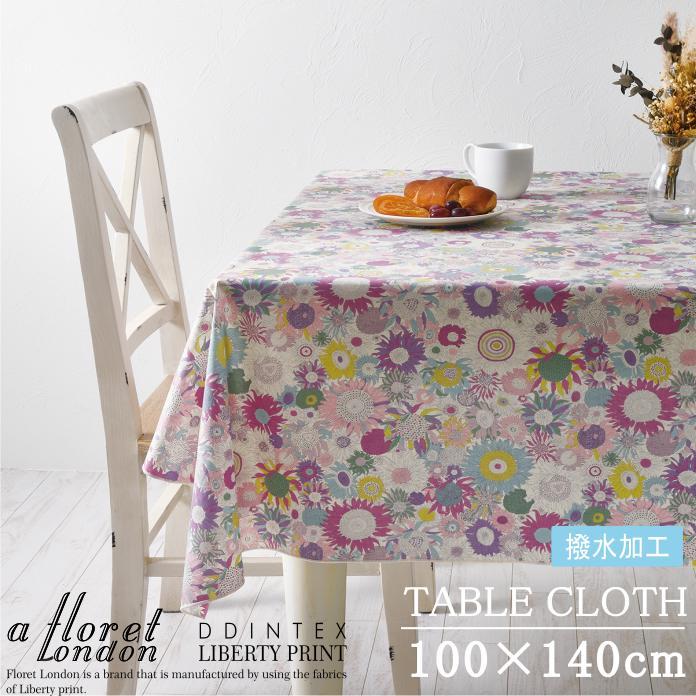 撥水テーブルクロス 100×140cm リバティプリント タナローン【フロー