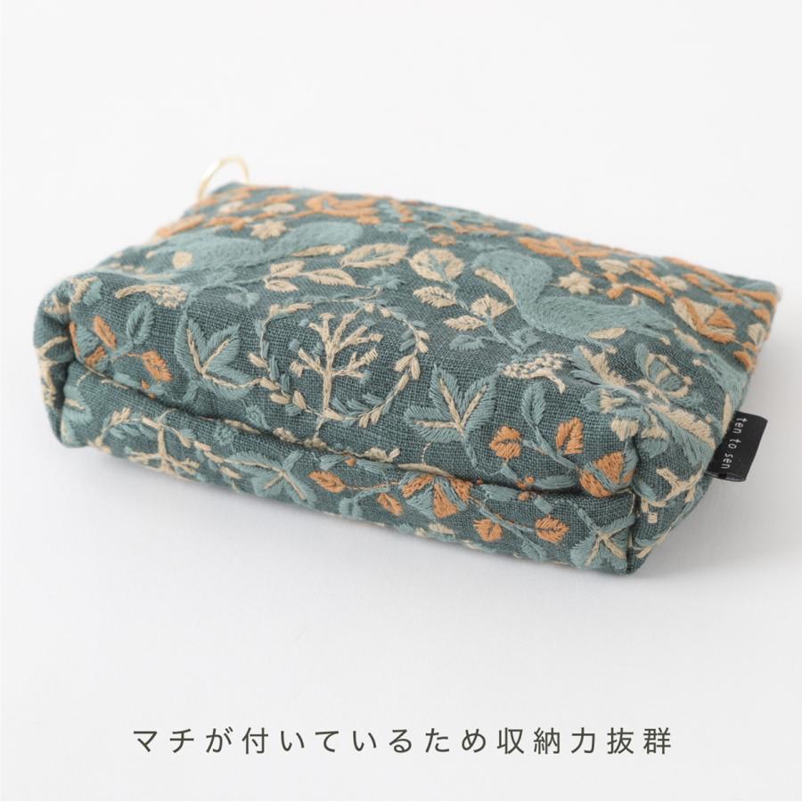 点と線】BASICポーチ 刺繍生地 15×10.5×4.5cm【ten to sen】 : DDintex