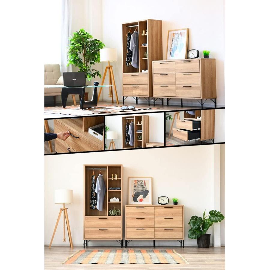 ナチュラルウッド ハンガーラック付きチェスト ナチュラルウッド ハンガーラック付きチェスト