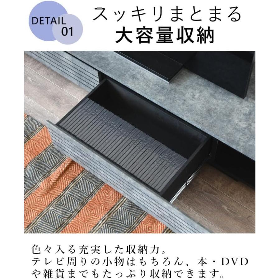61226 バンディ（GY）180 TV  TV台 TVボード テレビ台 テレビボード ローボード 180cm 50インチ 50型 引き出し 引き戸 収納 DVDの画像