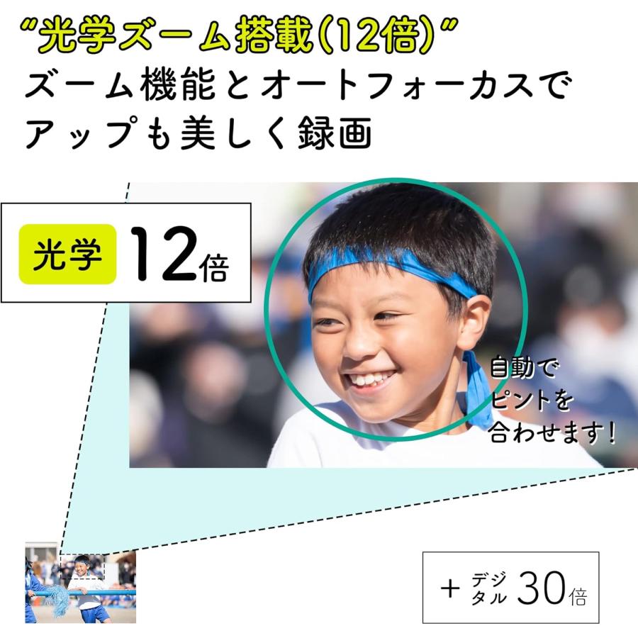 KEIYO 4K ビデオカメラ 光学12倍ズーム 180度回転のバリアングル