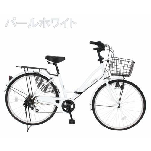 シティサイクル 26インチ ホワイト 21Technology シティサイクル ママチャリ シマノ製6段変速 折りたたみ