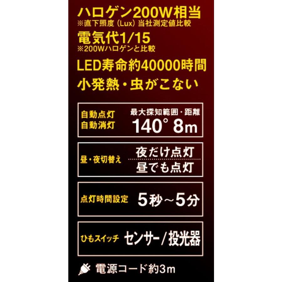 ムサシ RITEX フリーアーム式LEDセンサーライト(12W×1灯) 「コンセント式」 防雨型 LED-AC1012｜ddshop｜13