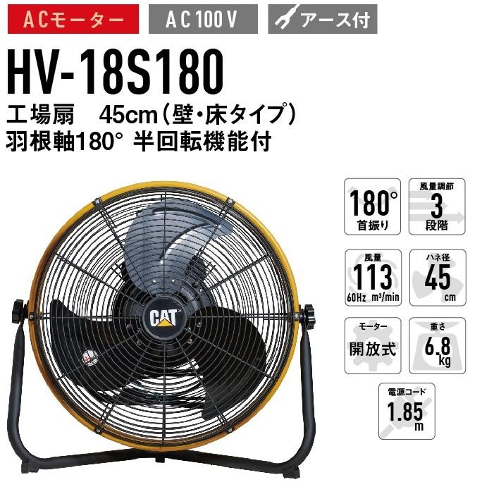 CAT キャタピラー 羽根径45cm 羽根軸180°半回転機能付き 工場扇 HV-18S180｜ddshop