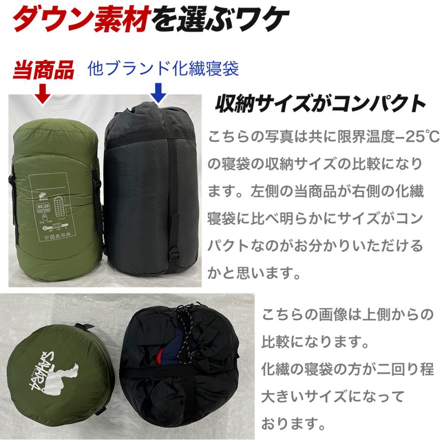 9 ダウン寝袋 冬用 超軽量 (220*85cm) キャンプ 車中泊 アウトドア シュラフ 寝袋 ダウン ダウン量1800グラム 冬 冬用 -34度 マミー型 車