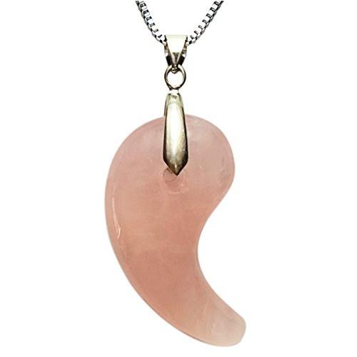 勾玉 ペンダントネックレス まがたま 魔除けお守り開運 天然石 ローズクォーツ製