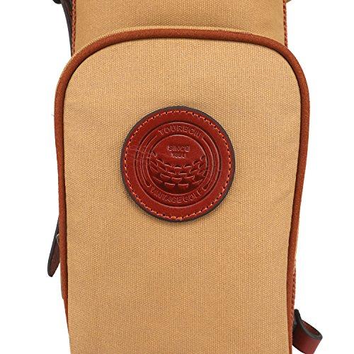 Tourbonコース トレーニング 練習ゴルフバッグ クラブ トラベルケース ファスナーポケット付き 防水キャンバス&レザー 