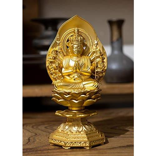 仏像 千手観音菩薩 15.5cm(金メッキ/24金） 仏師：牧田秀雲 原型