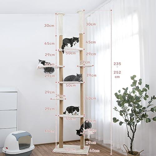 Mwpo 透明宇宙船 窓付きの透明ステップ 突っ張りタイプキャットタワー 透明ボール 透明ハンモック おうちで木? 