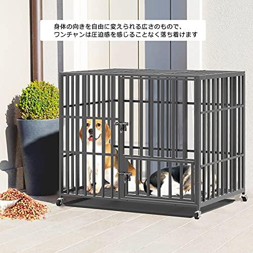 犬用ケージ スチール製 キャスター付き ペットサークル 大きめ 特大 長方形 犬小屋 室内/屋外 夏 おしゃれ アウ 犬小屋