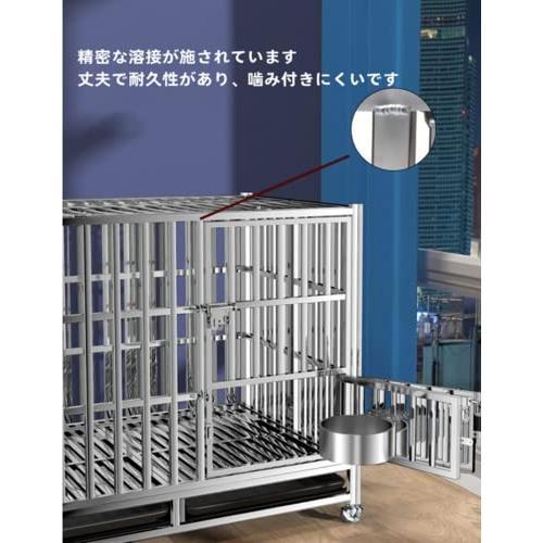 OLMMT ペット かご キャリーバック 厚 大型 小型 中型犬 クレート おしゃれ 鉄製 ステンレス鋼? 隔絶式設計 (B-110) その他ペット用品、生き物