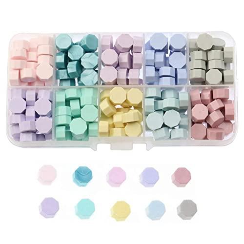 シーリングワックス 10色 約200粒 ワックス ビーズ シーリングスタンプ用ワックス 工芸品 招待状 結婚式 祝福 手紙 メッセージカード 収納ケース付き