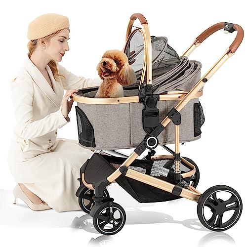 Blahoo ペットカート 分離型 ペット用 バギー 4輪 ワンタッチ ペットバギー 折りたたみ 取り外し可能 前輪360°回? 