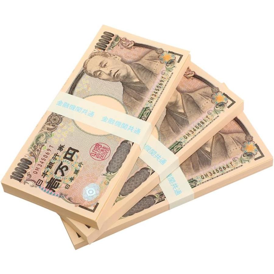 国産 3束 100万円札束 ダミー 百万円 金融機関共通 文字入り リアル帯