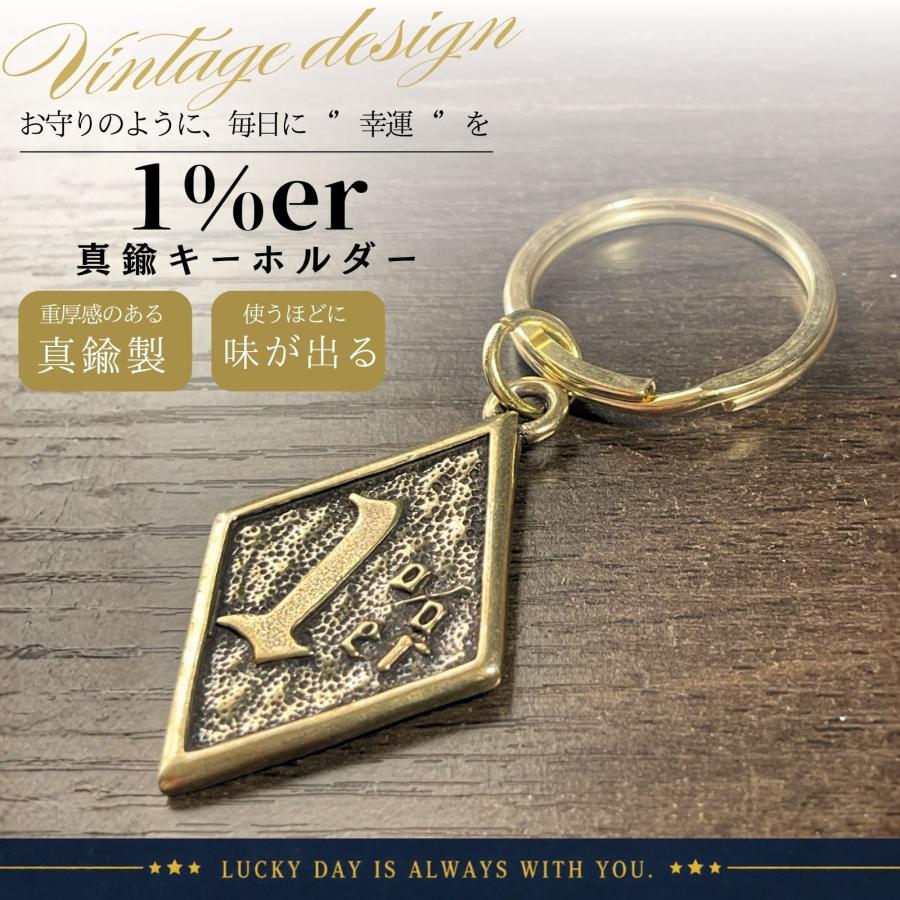 真鍮 キーホルダー キーリング グッドラック 1％er ワンパーセンター