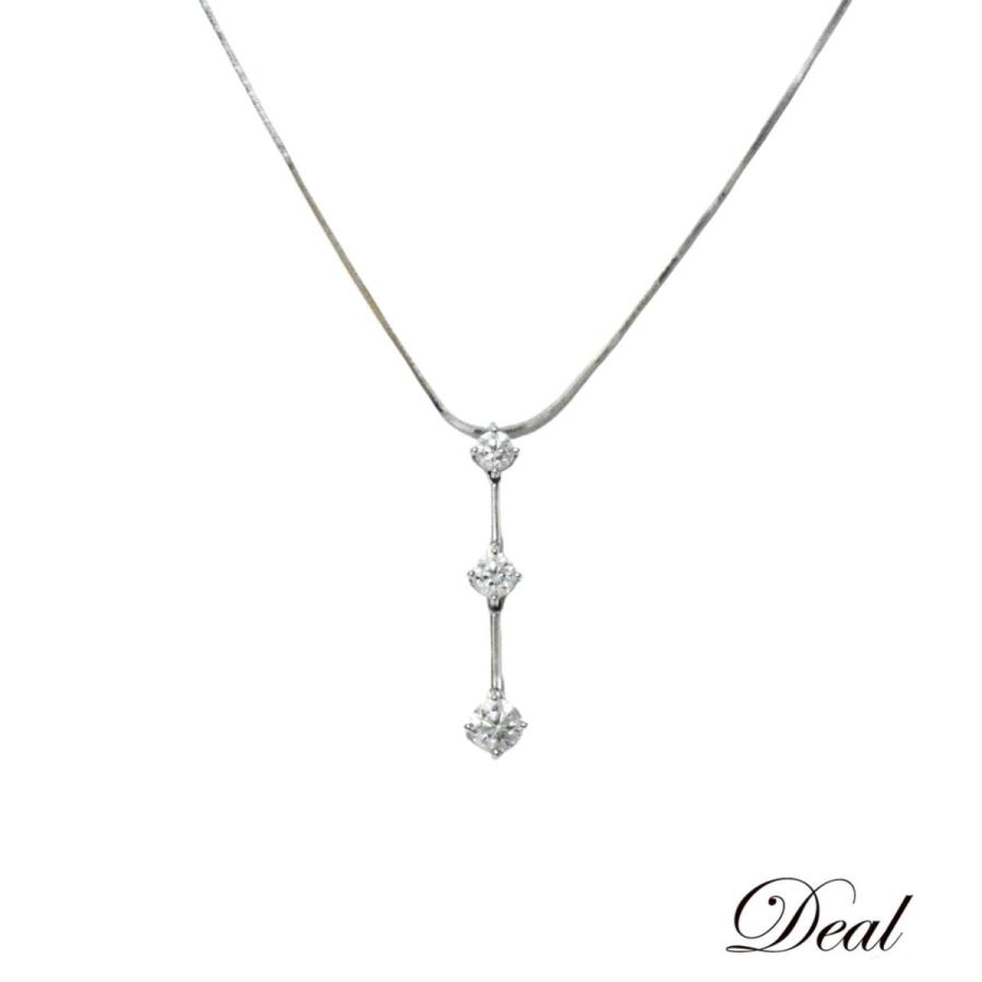 非売品 TRILOGY トリロジー プラチナ ダイヤモンド スリーストーン ネックレス 0.716ct ネックレス、ペンダント