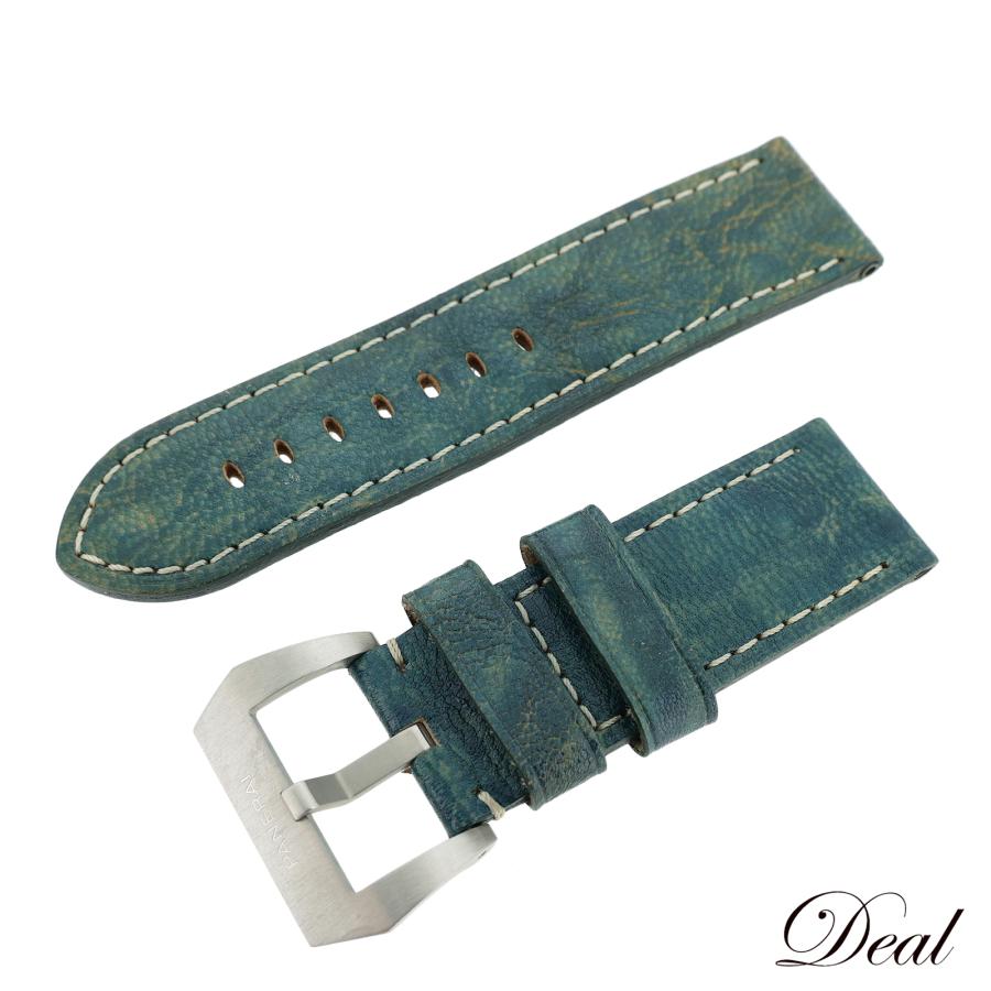美品 PANERAI パネライ 純正 レザーベルト 尾錠付 26mm ブルー メンズ
