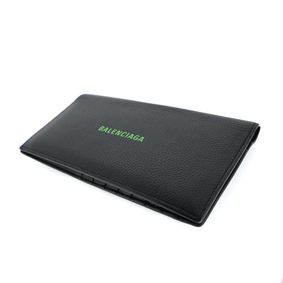 BALENCIAGA バレンシアガ ロゴ 二つ折り 黒 594692 ブラック メンズ 長  
