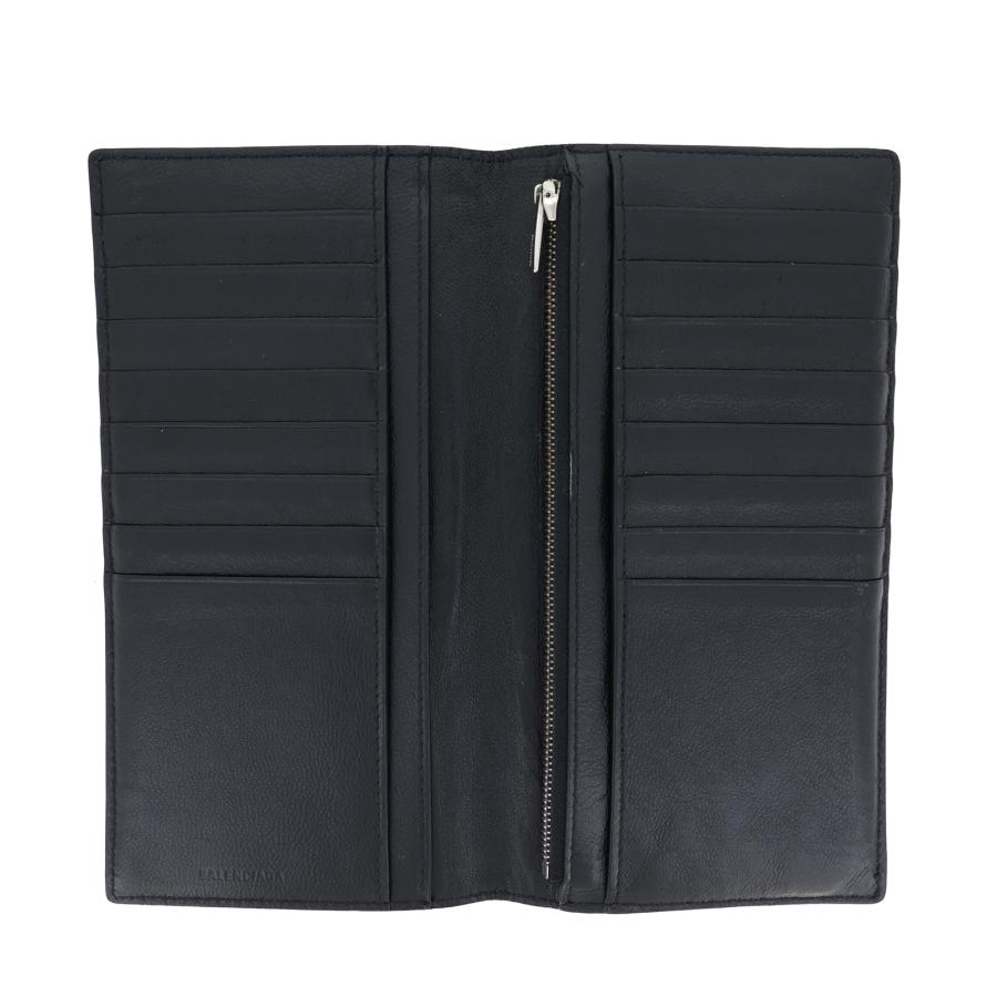 BALENCIAGA バレンシアガ ロゴ 二つ折り 黒 594692 ブラック メンズ 長  