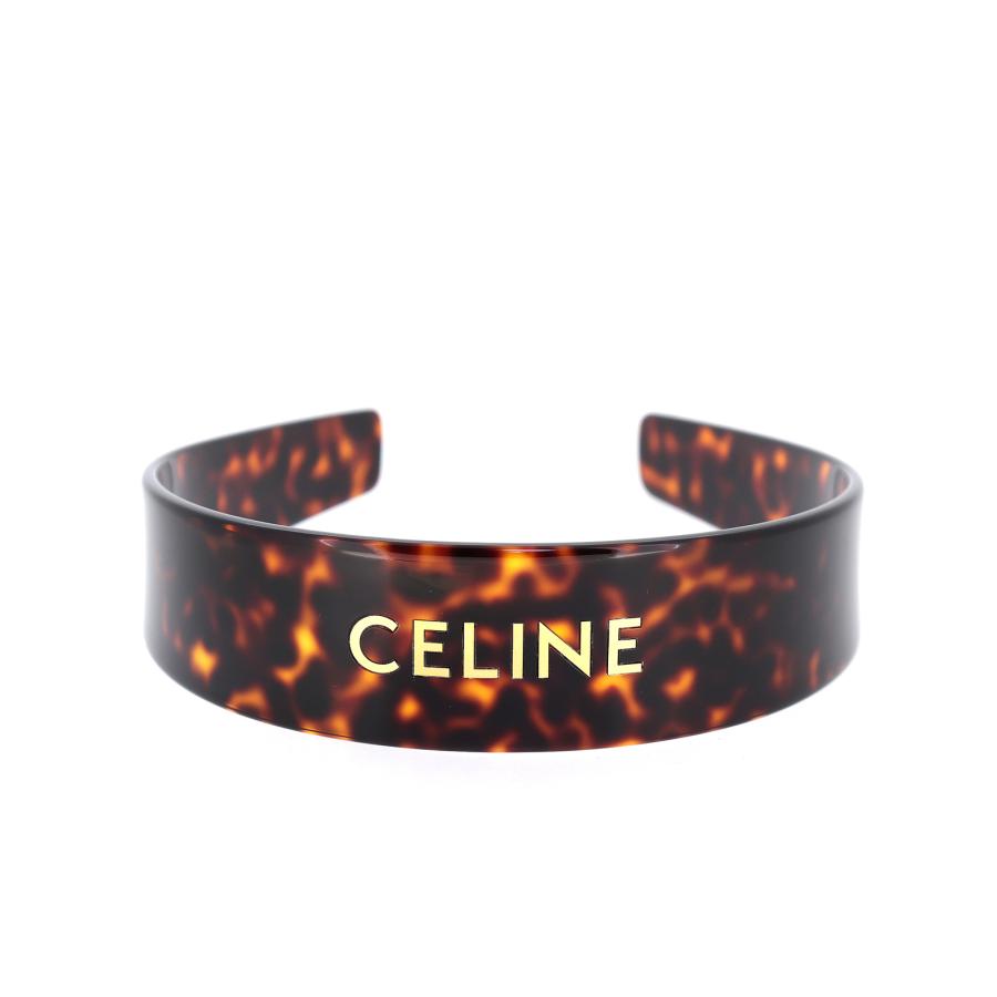 ※ゆら CELINE ブラウン ヘアバンド CELINE（セリーヌ） ロゴ ヘッドバンド 46Y376CEA.19AG ブラウン