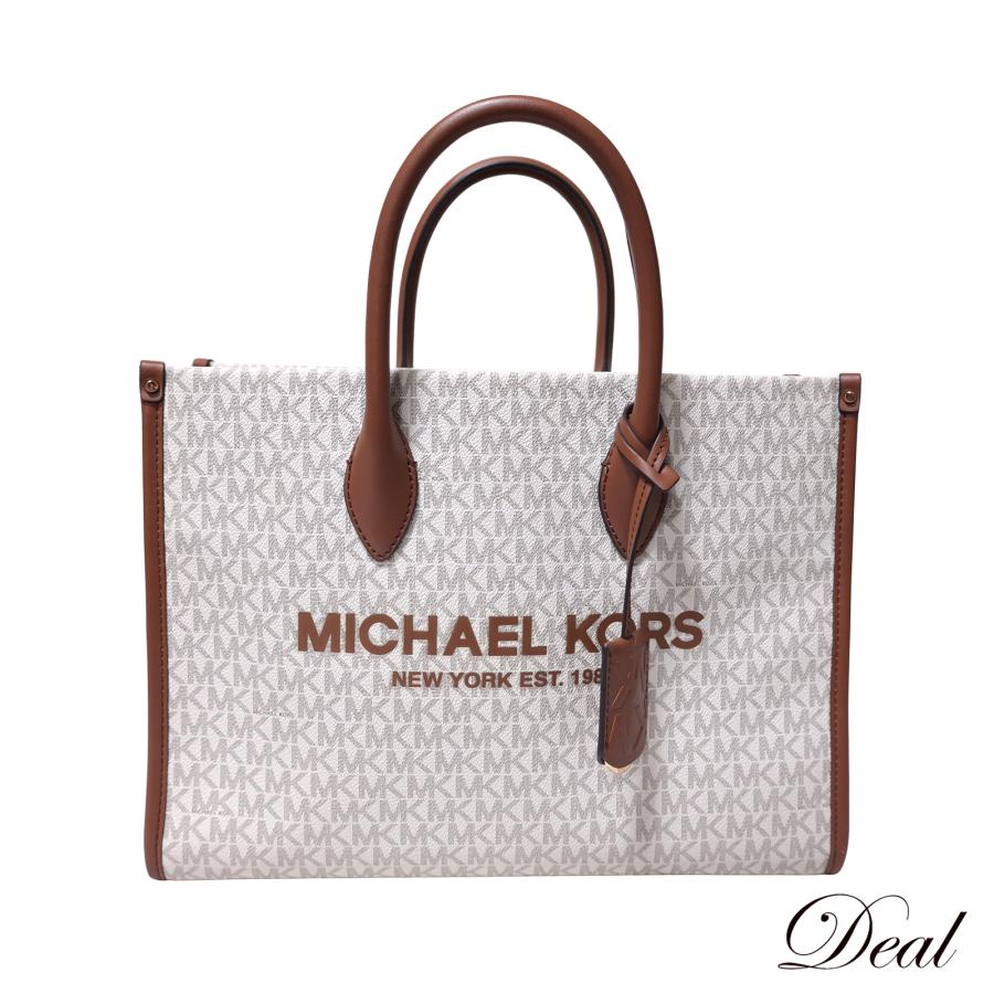 MICHAEL KORS トートバッグ ホワイト/ブラウン 極美品☆マイケルコース☆トートバッグ ホワイト×ブラウン MK柄