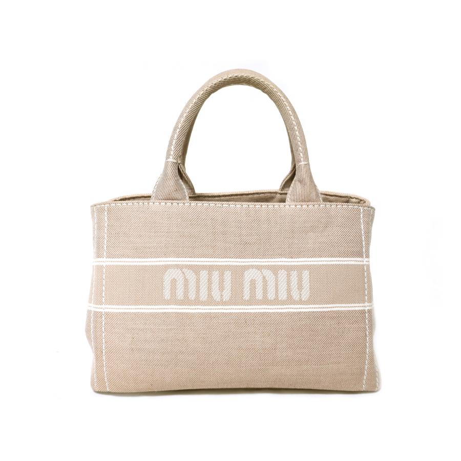 miumiu ミュウミュウ ロゴ デニム スモール 5BA219 ベージュ