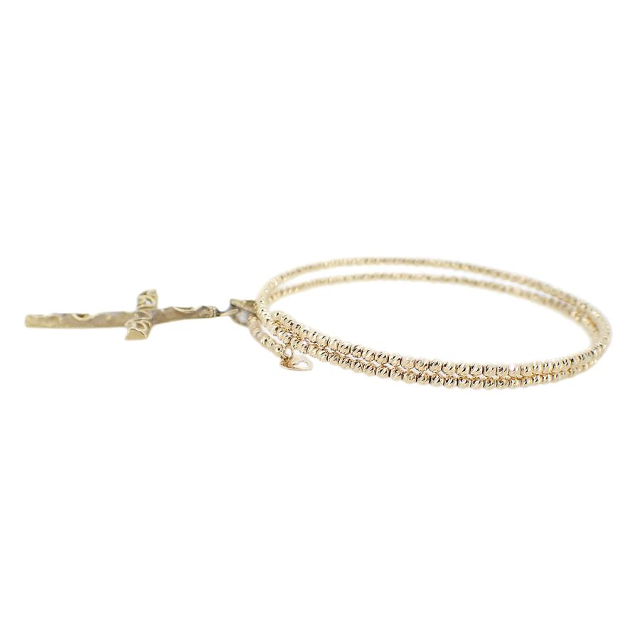 レディース　ブレスレット　K18 K18 ベイビー クロス ブレスレット 地金 クロスブレスレット