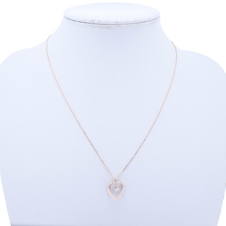 K18PG ハートモチーフ ダイヤモンド 0.4ct 2.3g スウィング ゴールド