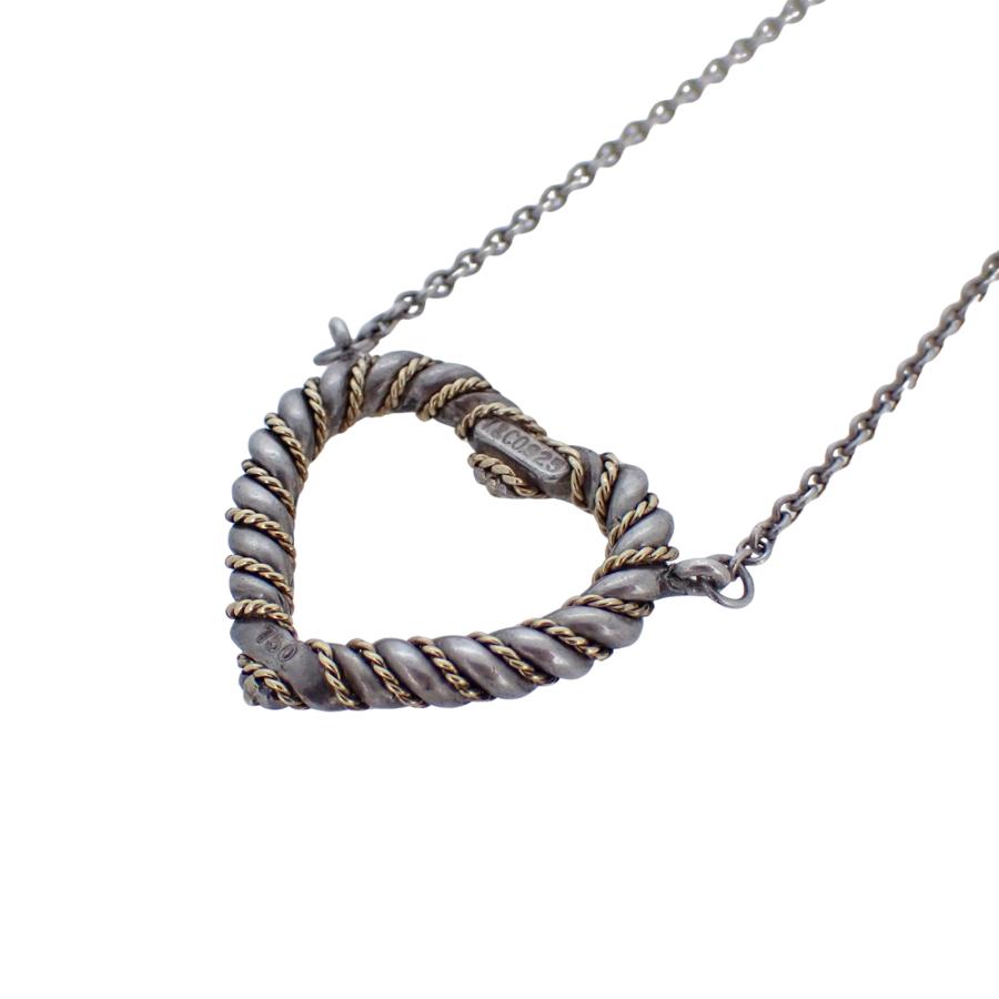 うみ希少 美品 ティファニー ツイストハート コンビ ネックレス シルバー TIFFANY&Co.（ティファニー） ツイスト ハート コンビ K18YG Sv925