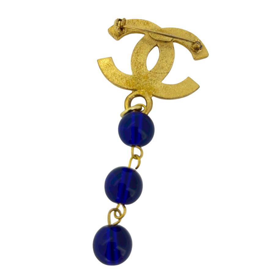CHANEL シャネル　ヴィンテージ ココマーク　ブローチ　カラーストーン CHANEL（シャネル） ココマーク カラーストーン スイング ブルー 96P