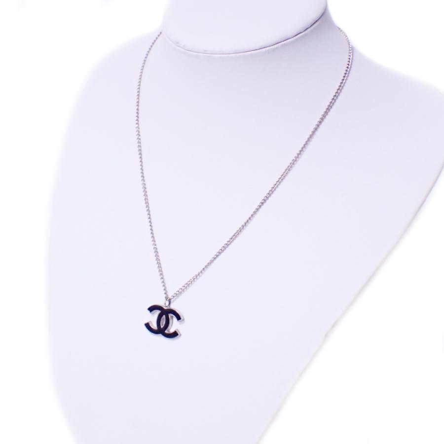 CHANEL ココマーク ネックレス シルバー系 ブラックストーン CHANEL（シャネル） ココマーク ブラック×シルバー ブラック