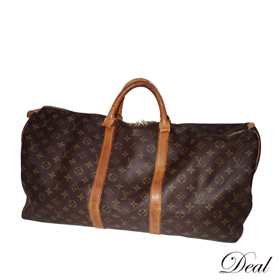★3日以内返品可★  LOUIS VUITTON ルイ・ヴィトン モノグラム キーポル55 M41424 ボストンバッグ ブラウン ベージュ コーティングキャンバス レザー メンズ LOUIS VUITTON（ルイ・ヴィトン） キーポル55 モノグラム M41424